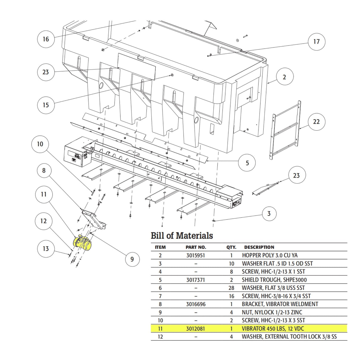 AMBITIONMOTOR Hopper Spreader Vibrator for Salt Sand 450LBS 12VDC Replaces 3012081 3013659 for SHPE 3000 4000 6000