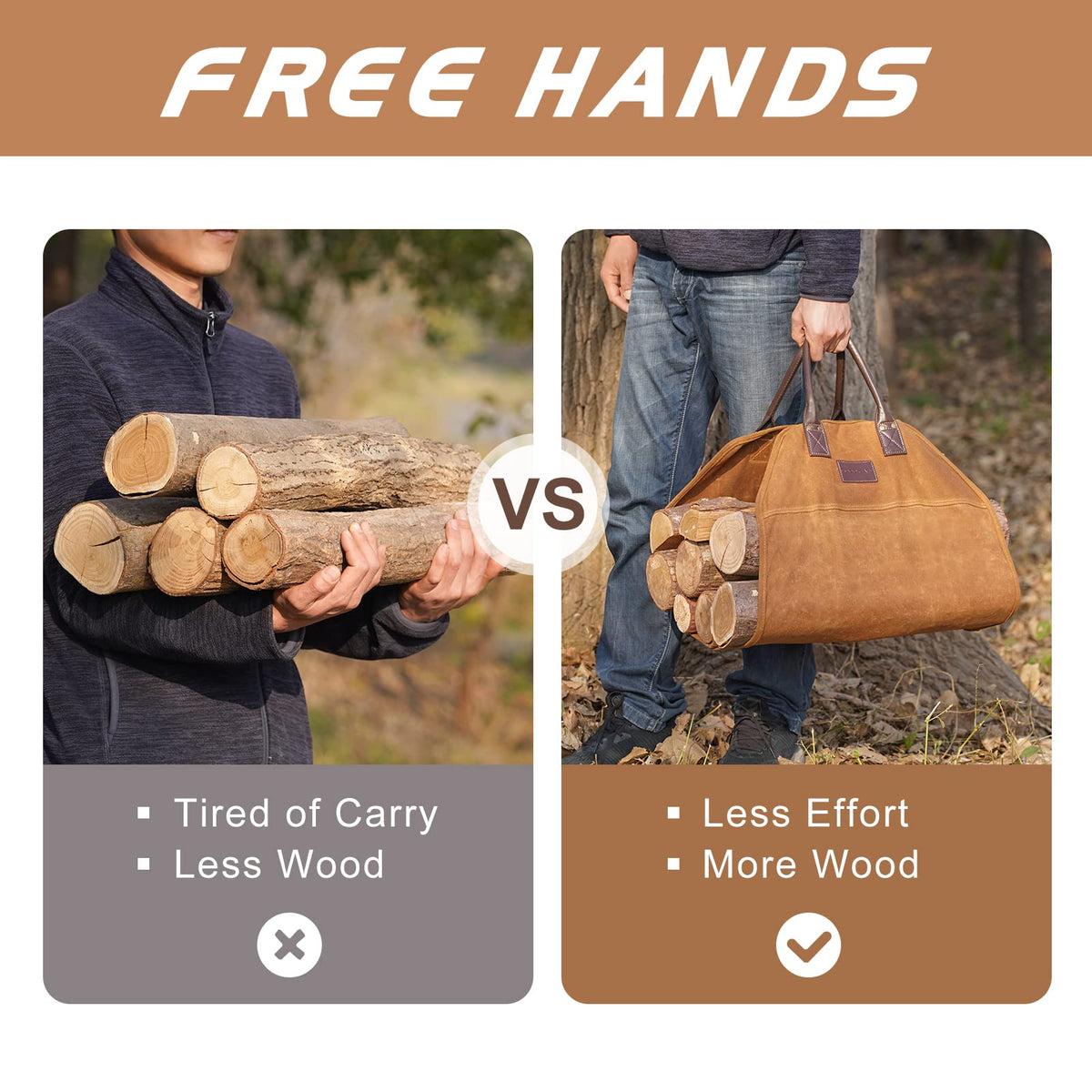 Bundle of Firewood Carrier, and 16.5" Firebacks for Fireplace, Steel Fireplace Back Plates with Feet