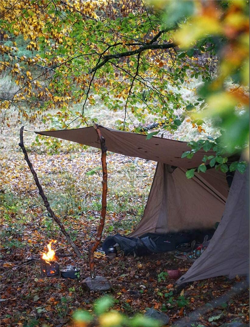 OneTigris Backwoods Bungalow Bushcraft Shelter 2.0, Ultralight Backpacking Tent with with Porch for Camping Hiking Backpacking Motorcycle Kayak Bushcrafters