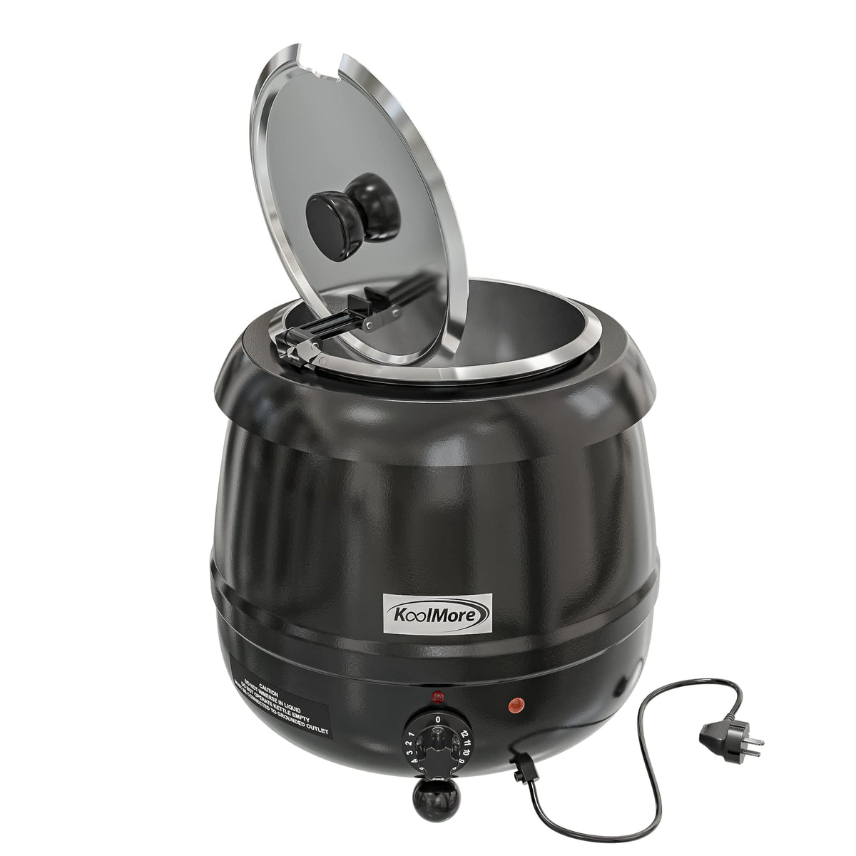 KoolMore Commercial Soup Kettle Warmer with Hinged Lid and Removable Pot Insert for Buffet, Restaurant, Party, Event, and Catering, Large 2.5 Gallon, Electric [Black] (SK-BK-3G)