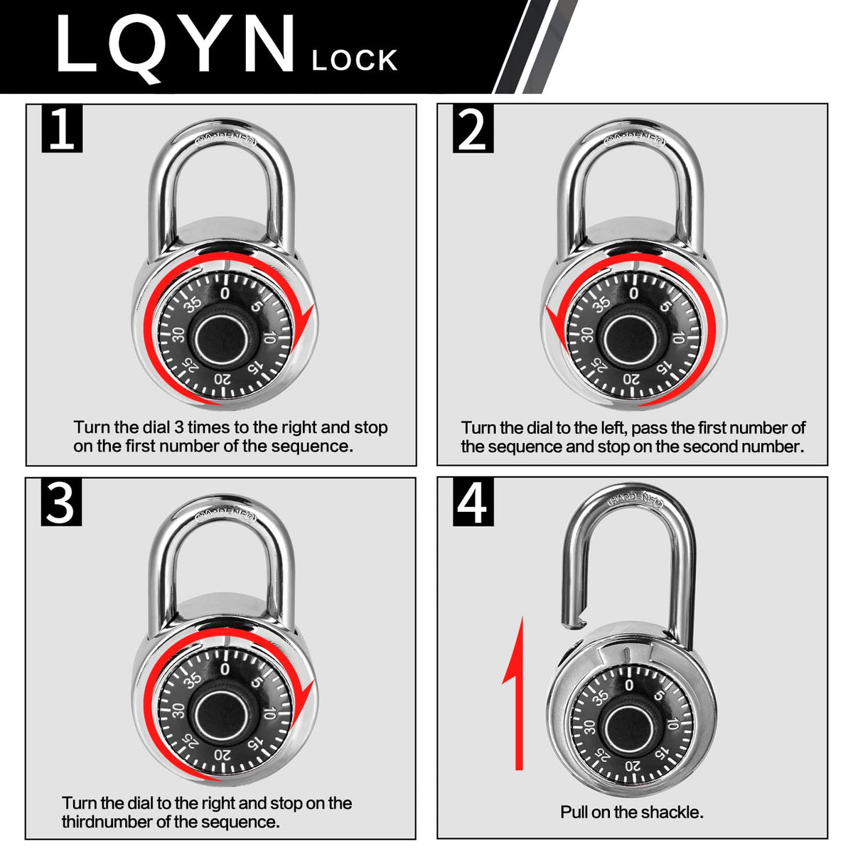 Combination Lock, LQYN Standard Dial Combination Lock, Pack of 60; Black Turnplate, 2 in. Wide, Fixed Three Digital Combination, for School, Gym & Locker, Toolbox, Gate