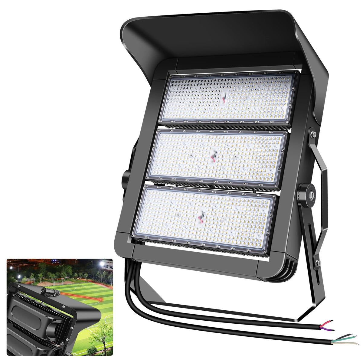 ledmo 750W Dimmable LED High Mast Stadium Light, Outdoor 90000LM Super Bright Floodlight Commercial 100-277V 5000K Daylight IP66 Adjustable Waterproof Arena Lighting for Sport Court