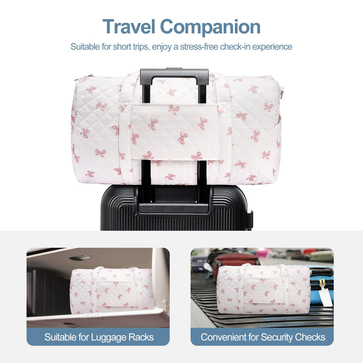 Gym Bag for Women, Cute Duffle Bag, Quilted Duffle Bag for Travel, Floral Duffle Bags, Weekend Bag with Zipper Pocket Dance Bag Organizer