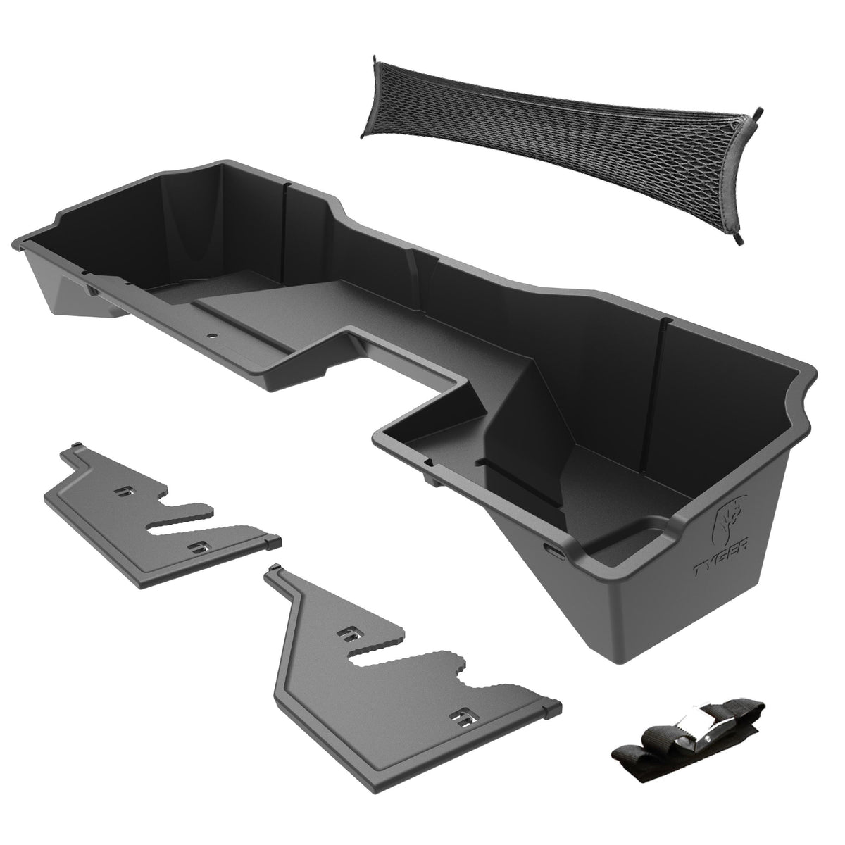 Tyger Auto Underseat Storage Box Compatible with 2014-2018 Chevy Silverado GMC Sierra 1500; 2015-2019 2500 3500HD Double Cab, Black Rear Under Seat Storage Organizer Cargo Box | TG-CB5C2248