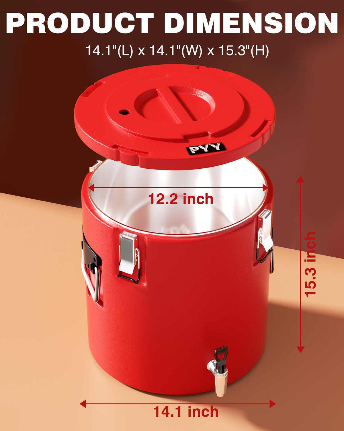PYY Insulated Beverage Dispenser 8 Gallon - Hot Drink Dispenser with 304 Stainless Steel Interior & Spout, Commercial Thermal Container for Hot and Cold Drink, Portable Outdoors Water Cooler Jug
