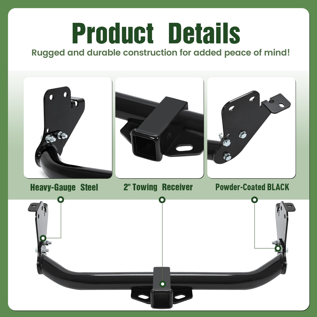 ALMULOO Class 3 Trailer Hitch Compatible with 2011-2026 Mitsubishi RVR Outlander Sport 2" Receiver Tow Hitch Steel