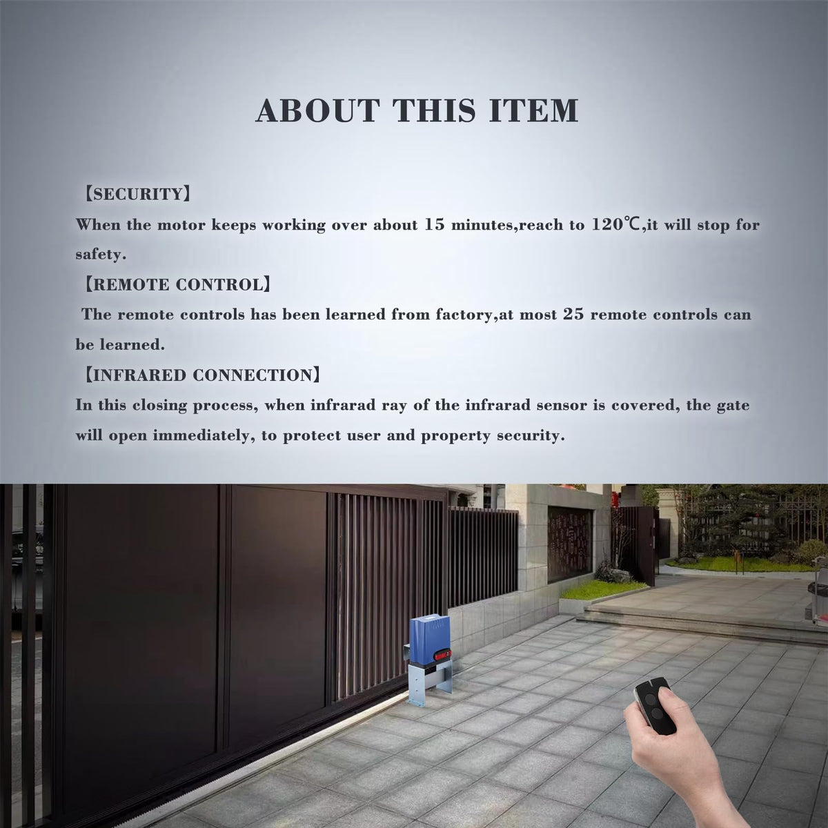 GATEXPERT Sliding Gate Opener with Remote Controls & Security Photocell Sensor,Chain Driven AC Motor for Gate up to 1350lb (AT1350 Automatic Gate Opener Kit)