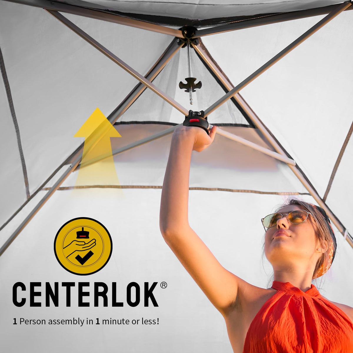 CROWN SHADES 10x10 Pop Up Canopy with 1 Side Wall - Beach Tent with One Push Setup - Outdoor Sun Shade for Events, Parties, Camping - Gazebo with STO-N-Go Cover Bag (Yellow)