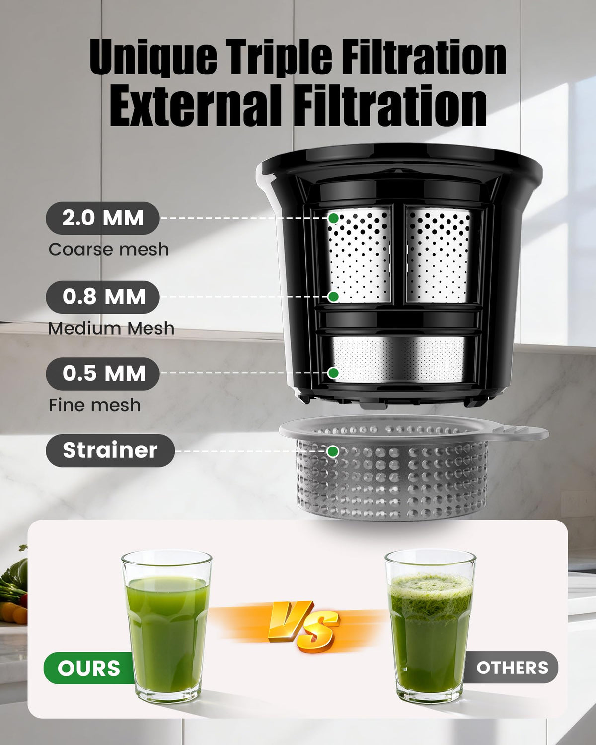 Staweiger Juicer Machines, Cold Press Juicer with 6" Extra Wide Chute, 90oz Capacity, Powerful AC Brushless Motor, High Juice Yield, Quiet Low db, BPA-Free Juicer Press For Whole Vegetables & Fruits