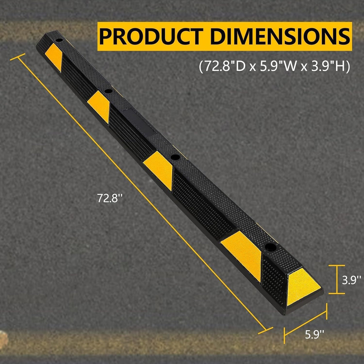EliteEdge 4 Packs 72" Heavy Duty Rubber Parking Curb, 55000 LBS Capacity Parking Stopper with Reflective Stripes