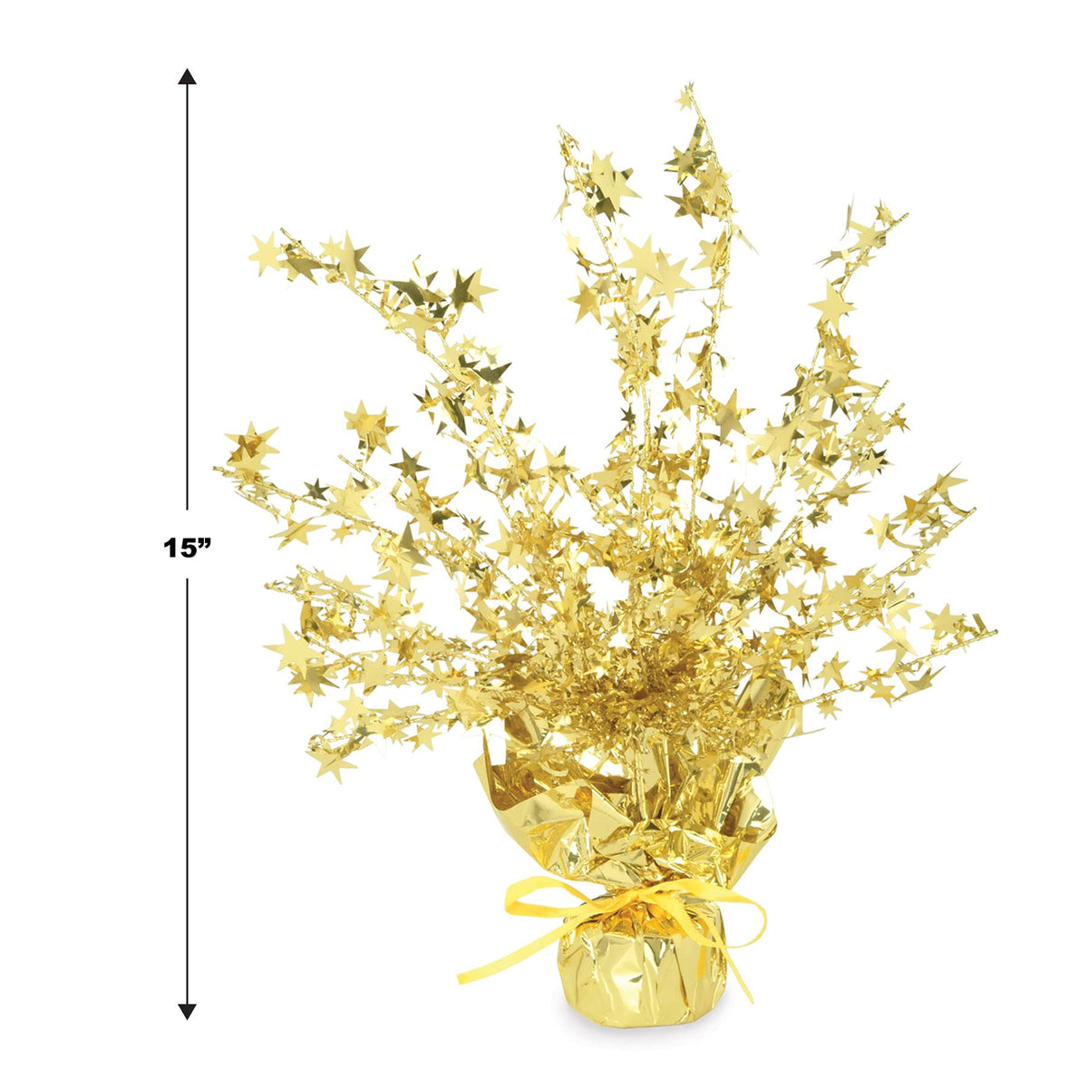 Beistle Star Gleam 'N Burst Centerpiece, 15", Gold Metallic Foil Table Decoration for Birthdays, Weddings, New Year's Parties, Awards Night and Special Events