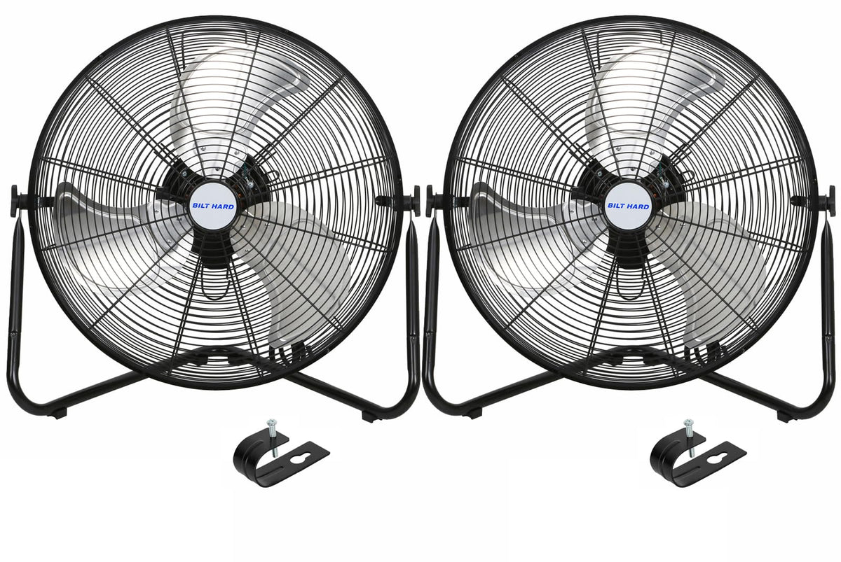 BILT HARD 20" High Velocity Floor Fan, 4600 CFM 3-Speed Industrial Shop Fan with Wall-Mounting System, Heavy Duty Metal Fan for Garage Workshop and Warehouse, 2 Pack