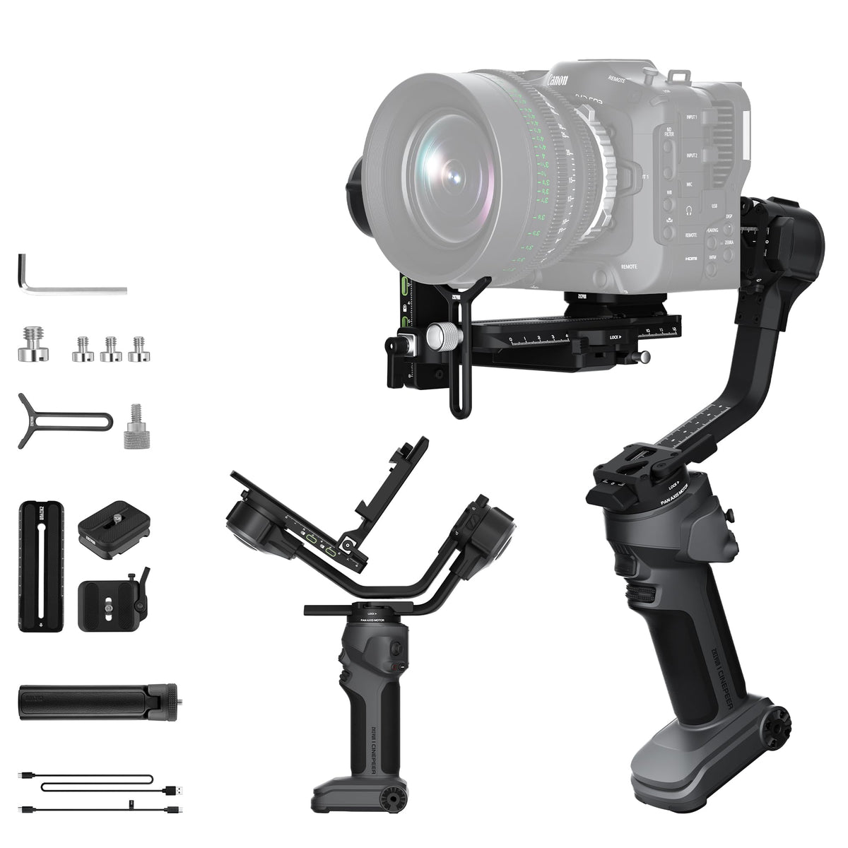 ZHIYUN Crane 4E 3-Axis Camera Stabilizer for DSLR and Mirrorless Cameras, Camera Gimbal Compatible with Canon/Nikon/Sony, Native Vertical Shooting, Bluetooth Shutter Control, Dark Gray