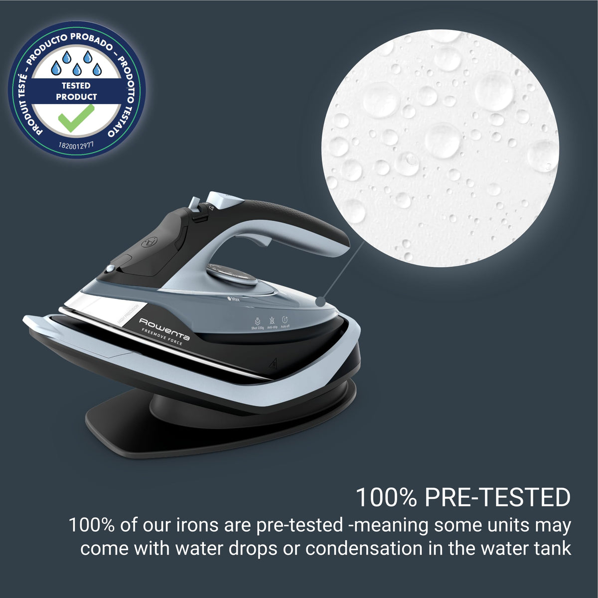Rowenta Freemove Cordless Iron with Steam, 1600 Watts, Stainless Steel Soleplate, Rapid Heating, Portable Steamer for Clothes, Rechargeable for Wireless Ironing, Handheld Steamer Iron, Blue, DE6730