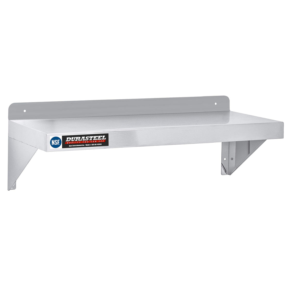 DuraSteel Heavy Duty Wall Mount Shelf - 36" Wide x 14" Deep Classic Stainless Steel Wall Floating Shelves - NSF Metal Storage Wall Shelves - For Commercial Kitchen, Laundry Room, Garage, Food Truck