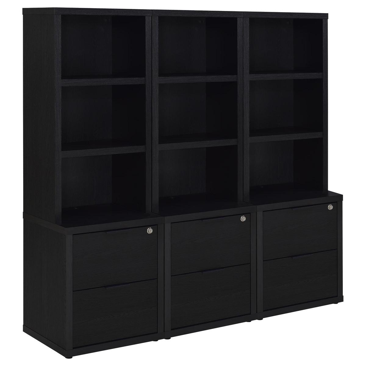 Coaster Home Furnishings Westpark 3-Piece Wall Unit Bookcase Set with USB Black 802703-S3