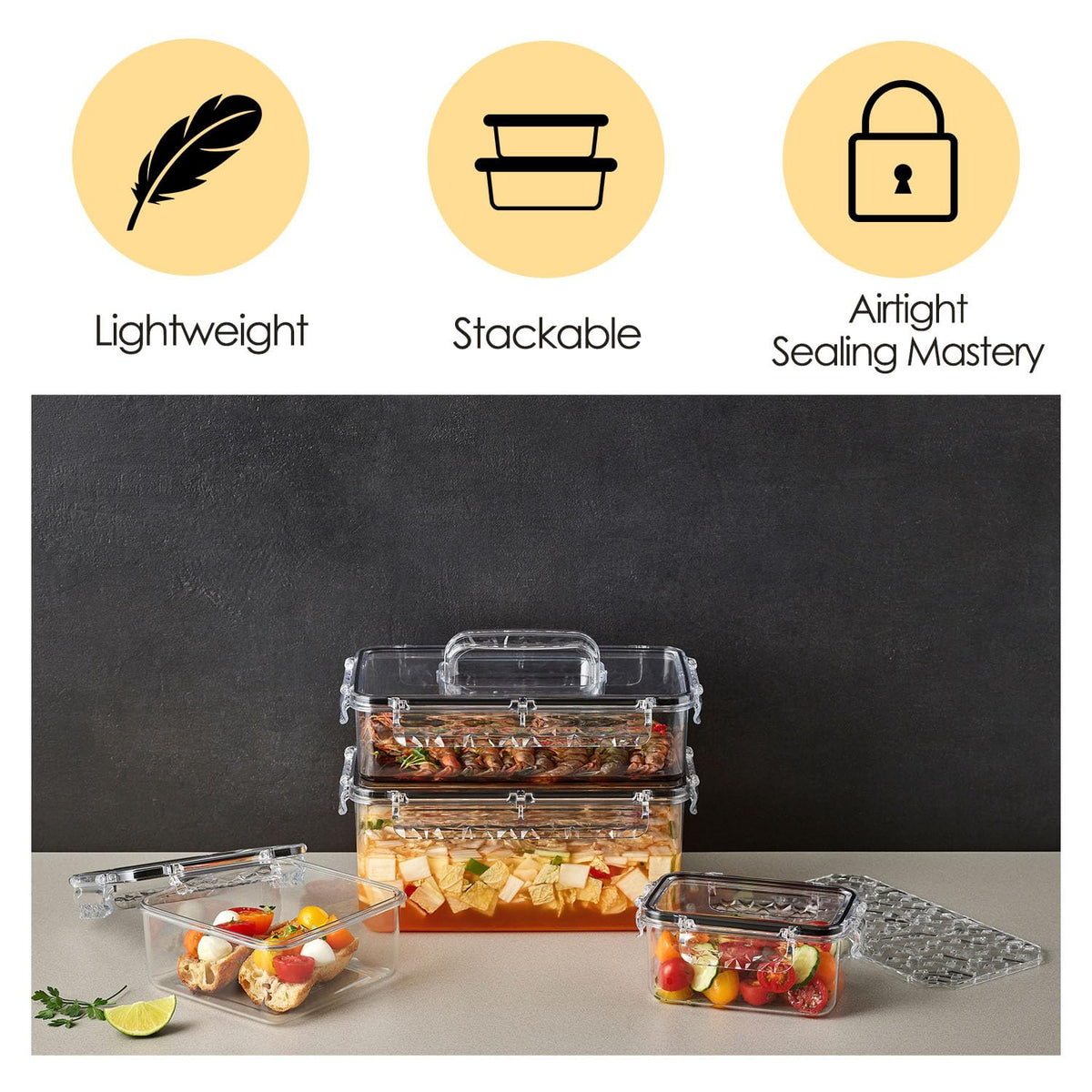 gotman Crystal Lock Airtight Food Storage Containers with Lids Gift Set(7 pack) Tritan | BPA-Free Meal Prep Container | Microwave, Freezer and Dishwasher Safe | Leak-Proof | Fresher Food
