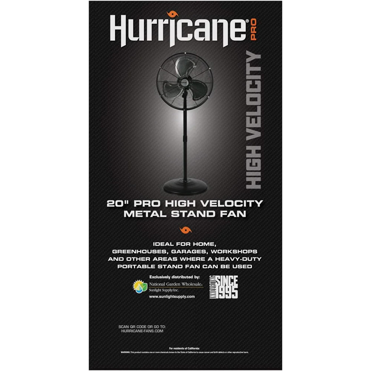 Hurricane Pro High-Velocity Oscillating Metal Stand Fan w/ 3-Speed Setting, 20" - Heavy-Duty Cooling Pedestal Unit w/ 4500 CFM, Adjustable Tilt & Height for Home, Garage, Gym & Workshop
