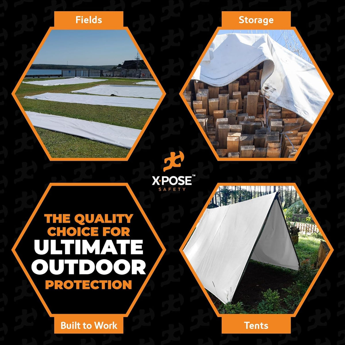 Heavy Duty White Poly Tarp 7' X 40' (2-Pack) - Multipurpose Protective Cover - Durable, Waterproof, Weather Proof, Rip and Tear Resistant - Extra Thick 12 Mil Polyethylene - by Xpose Safety