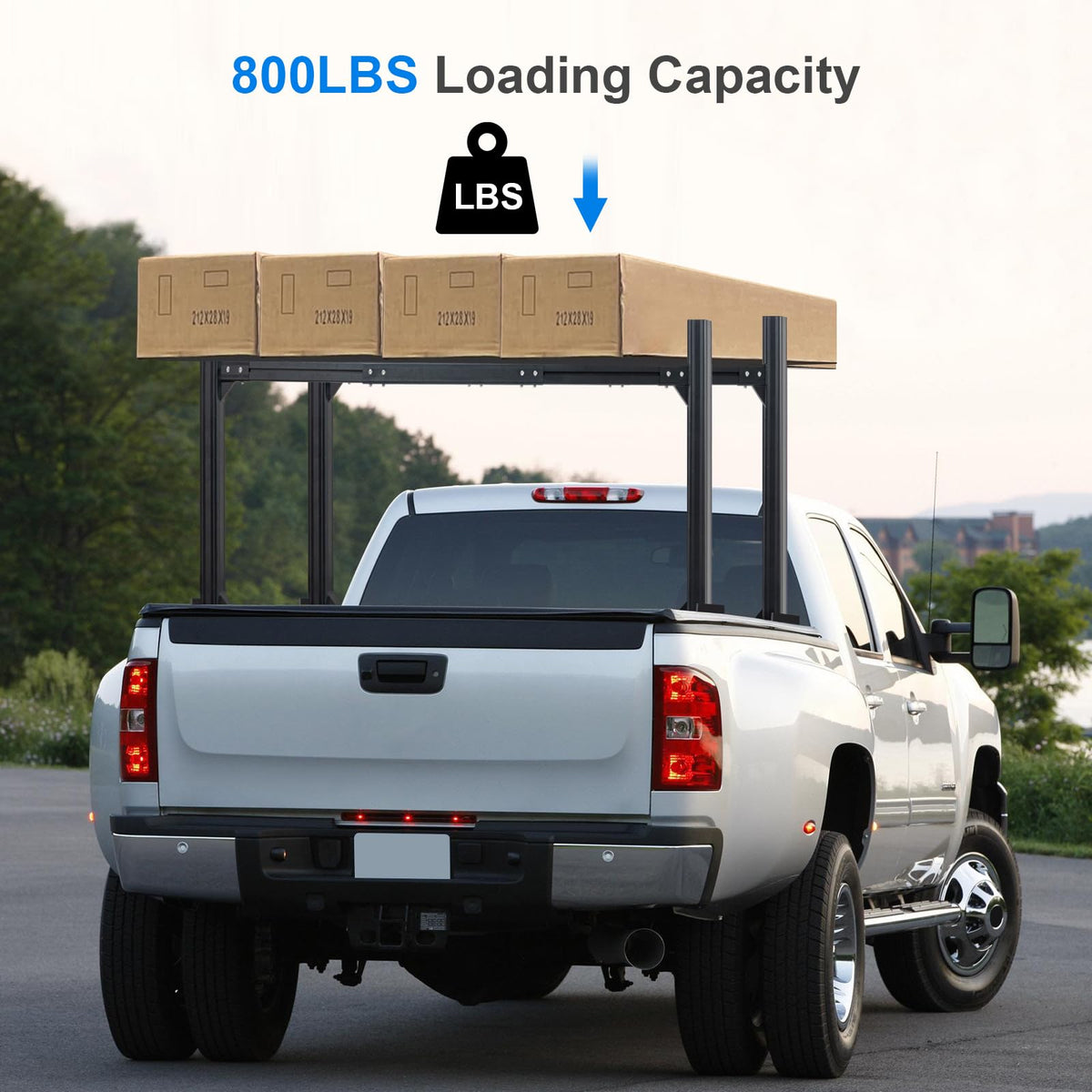 LMYYGOO Universal Adjustable Truck Ladder Rack Fits 62-80 Inch Pickup Beds (F-150, Silverado, RAM, Toyota Tundra) & Open/Enclosed Trailers, 800 LB Heavy Duty Rack for Ladders, Pipes, Kayak
