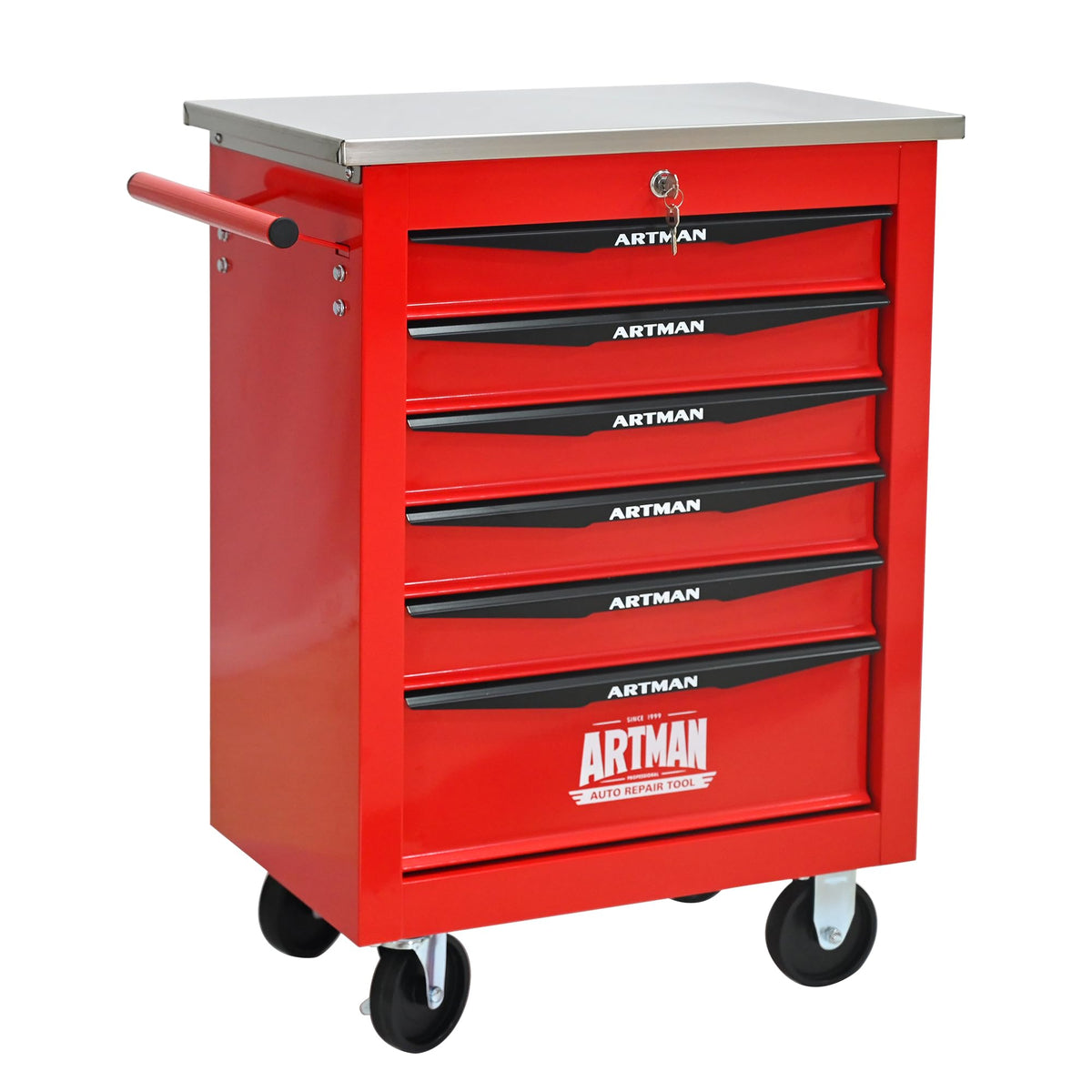 KEIKI 6 Drawers Tool Cart on Wheels,Multifunctional Rolling Tool Chest Tool Storage,Drawers Rolling Tool Trolley Organizer Tool Case for Garage, Warehouse, Workshop, Repair Shop (Red)