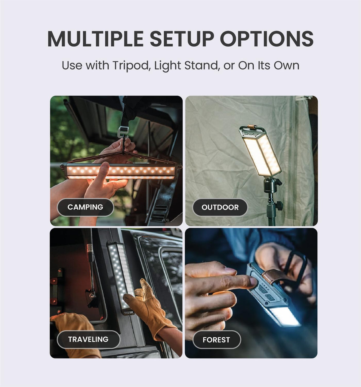 CLAYMORE 3FACE NEO 30 Area Light – 8,500 Lumen Turbo Mode, 3 LED Colors, 3D Wide-Angle Work Light with Dual Tripod Mounts – IP54 Waterproof for Camping & Emergency Use