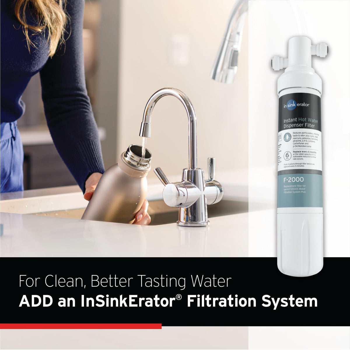 InSinkErator Stainless Steel Tank, HC250MBLK-SS HOT250 System, 2-Handle Drinking Faucet in Matte Black with 2/3-Gallon, Filter-Compatible Instant Hot/Cold Water Dispenser