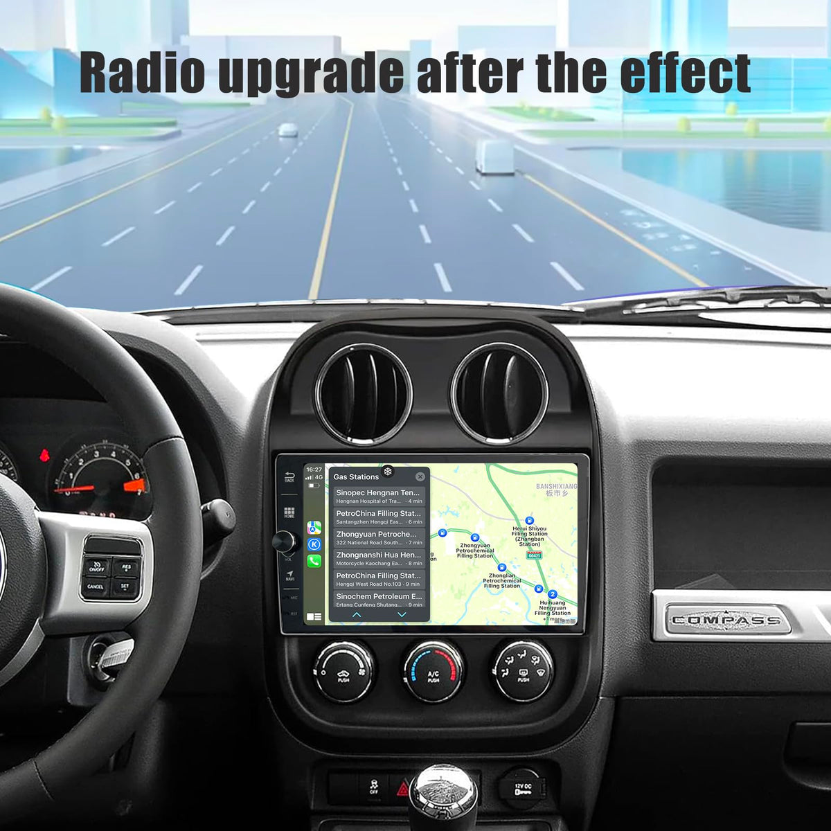 for Jeep Compass Patriot 2010-2016 Android 14.0 Radio Stereo with Control knob Head Unit 10.1-Inch HD Touch Screen with Android Auto CarPlay 5G WiFi GPS Navigation Bluetooth DSP Backup AHD Camera
