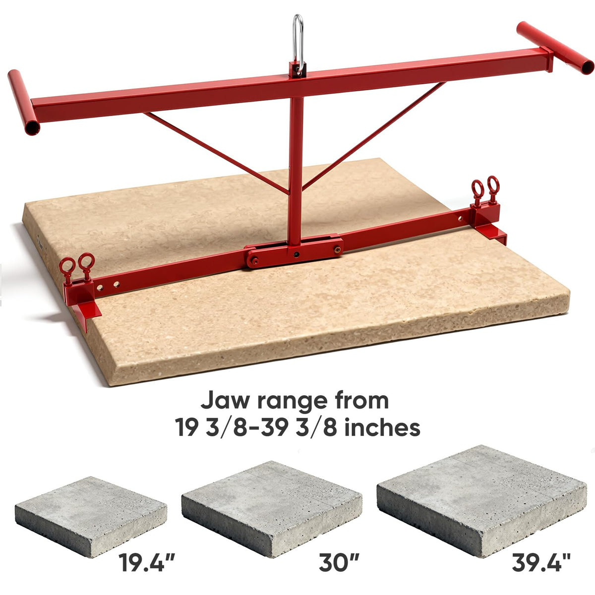 Lasnten Heavy Duty Paver Slabs Lifter & Extractor Tool, Telescopic Adjustable Brick Tongs Cutter Handle Block Mover for 20 to 39 in Slabs for Landscaping, Construction Team, DIY, Masonry Driveway