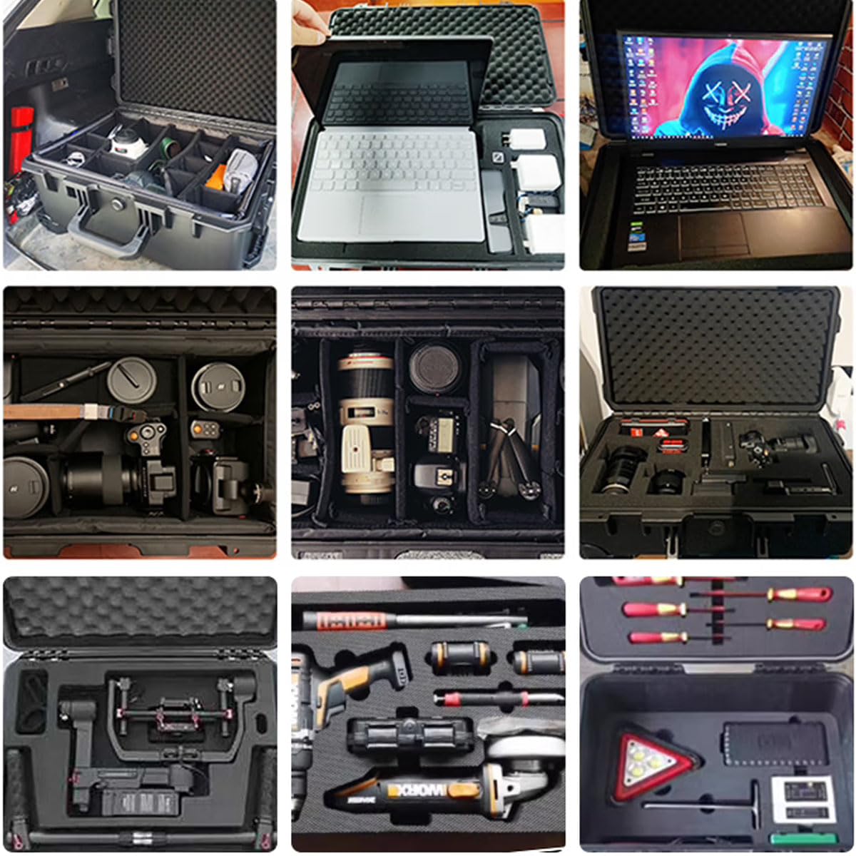 PISKGODSF 32" L x 18" W x 11" H Large Hard Case with Foam, Portable Rolling Hard Case with Wheels, Waterproof Shockproof Dustproof, Suitable for Cameras, Lenses, Camcorder, Instrument, Telescopes