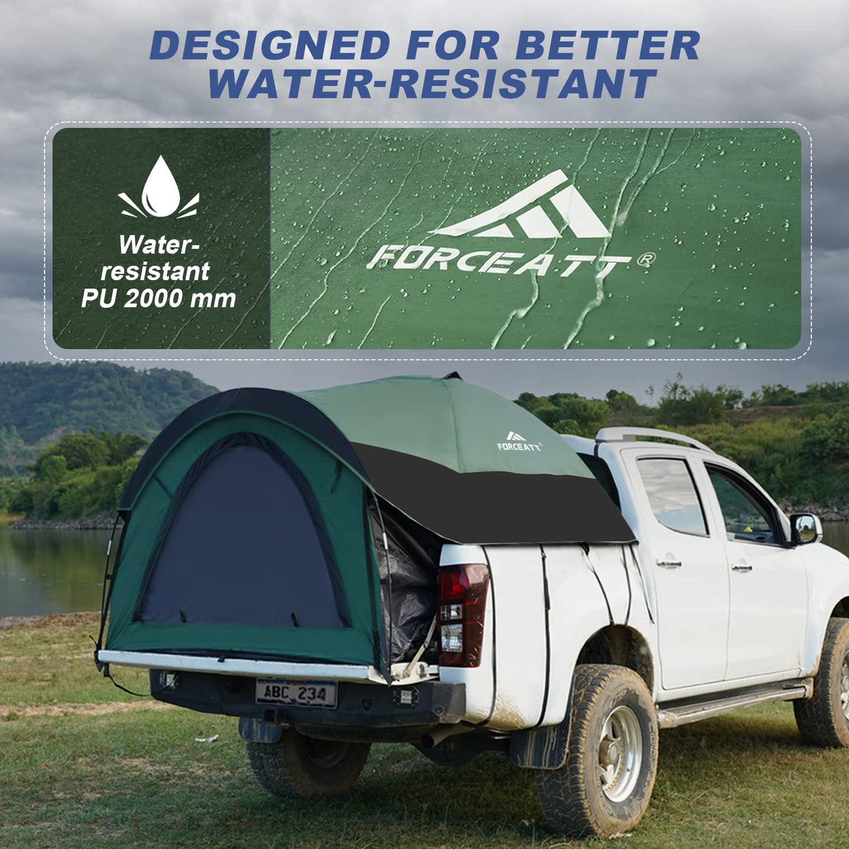 Forceatt Truck Bed Tent, Fits 5’-6.5’ , Waterproof PU2000mm Pickup 6.5 Foot Bed, Easy Setup 2 People Portable Truck Tents for Camping, Hiking, Fishing