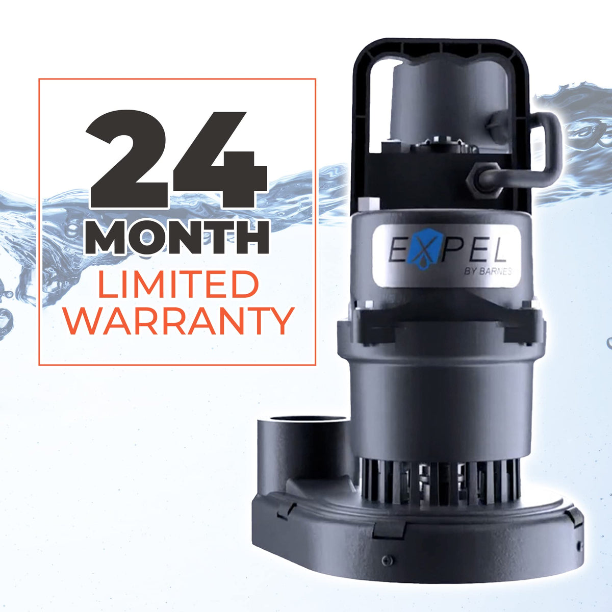 Barnes 130234A Model ESB33 Expel Submersible Sump Pump - High-Efficiency for Residential Use, Cast Iron Vortex Impeller, 1/3 HP, 45GPM, Integral Float Switch, 9-Foot Waterproof Cord, Black