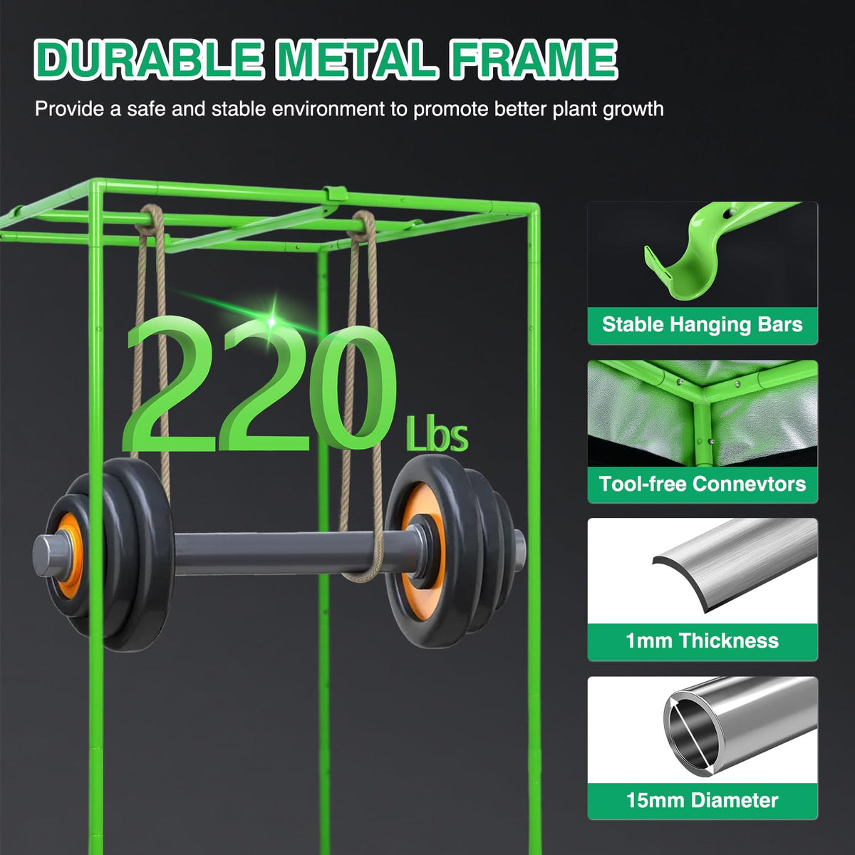 Yesker 4x4 Grow Tent 48"x48"x80" High Reflective Mylar Indoor Growing Tents 600D Oxford Cloth with Observation Window and Removable Floor Tray for Hydroponics Indoor Plants Fruit Flower Veg Growing