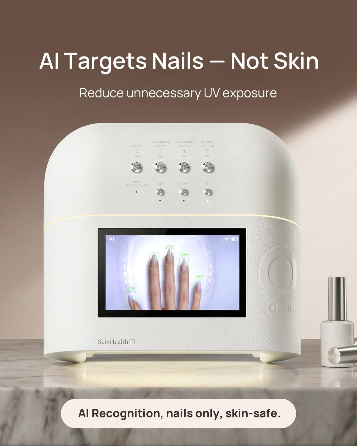 AI UV Nail LED Lamp-O NAIL AI Precision Scan,Reduce Excess UV Skin Damage-2in1 AI Computer&Nail Dryer with HD Visible Screen