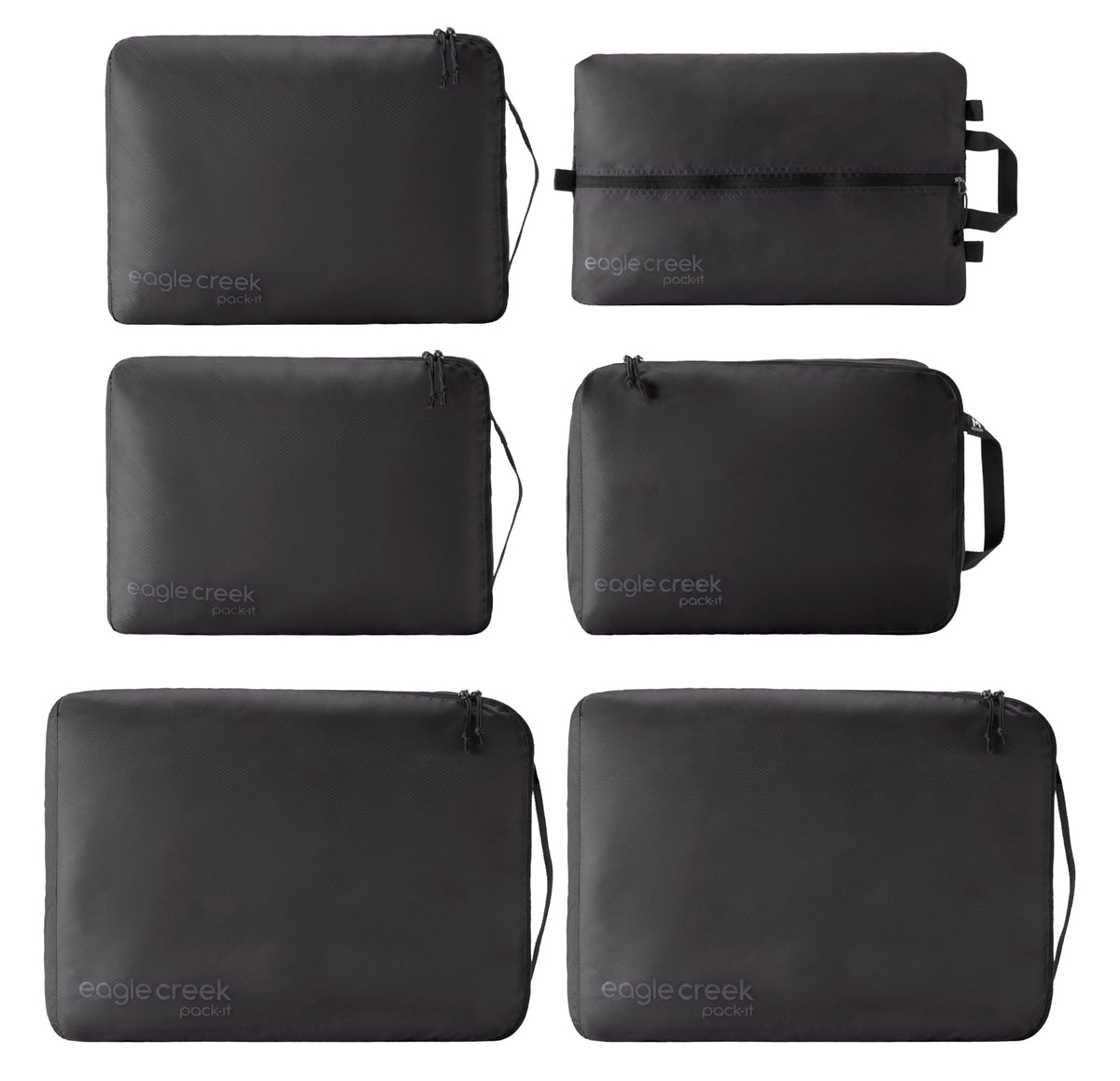 Eagle Creek Pack-It Isolate Extended Stay Set - Includes Shoe Sack, M Clean/Dirty Cube, 2x M Isolate Cube & 2x L - Travel Essentials - Black