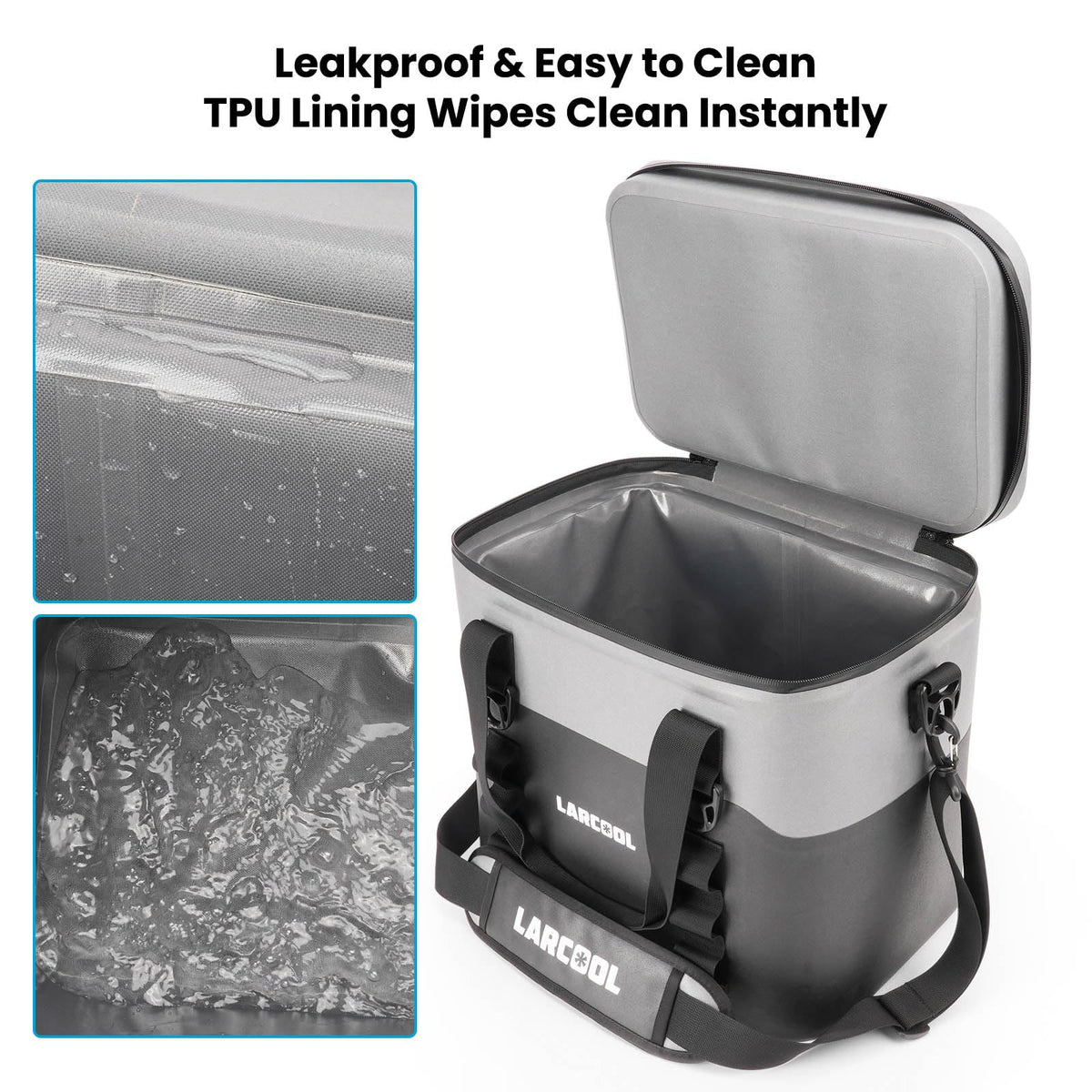 LARCOOL Ultra -Tough 24 Can Soft Cooler Bag | Insulated Waterproof Portable Ice Chest with Adjustable Strap | Large Leak-Proof Lunch Coolers Box for Beach | Travel | Camping | Car | Hiking