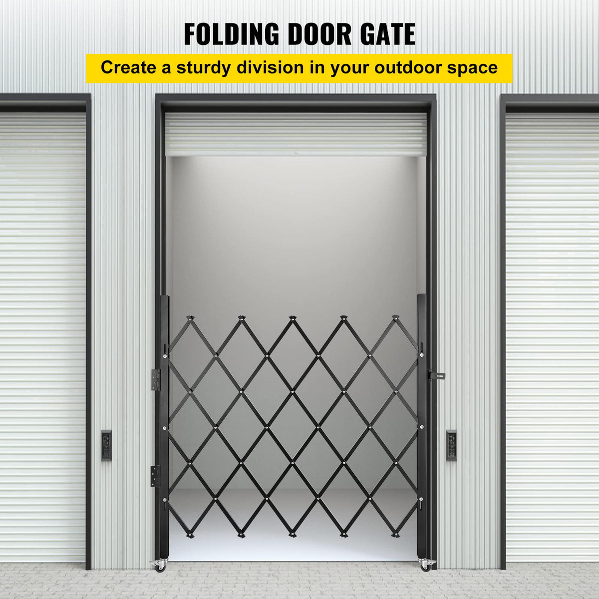 VEVOR Single Folding Security Gate, 51.57" H x 42" W Folding Door Gate, Steel Accordion Security Gate, Flexible Expanding Security Gate, 360° Rolling Barricade Gate, Scissor Gate or Door with Padlock
