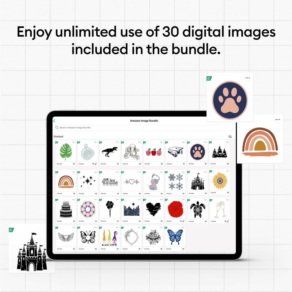 Cricut Maker 3 & Digital Content Library Bundle - Includes 30 Images in Design Space App - Smart Cutting Machine, 2X Faster & 10X Cutting Force, Cuts 300+ Materials, Blue, Leather,Vinyl