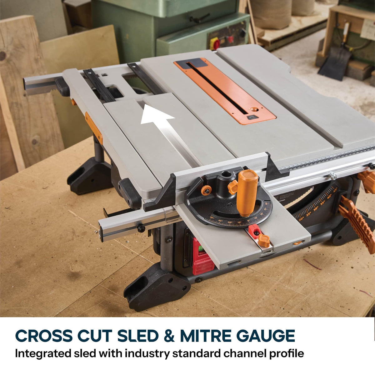 Evolution R10TBLX 10" Jobsite Table Saw with Wheeled Stand | Zero-Clearance Throat Plate | Dado Plate Included | 15A Motor | 26” Rip | 3-3/8” Cut | 0-45° Bevel | Precision Fence | Heavy Duty Portable