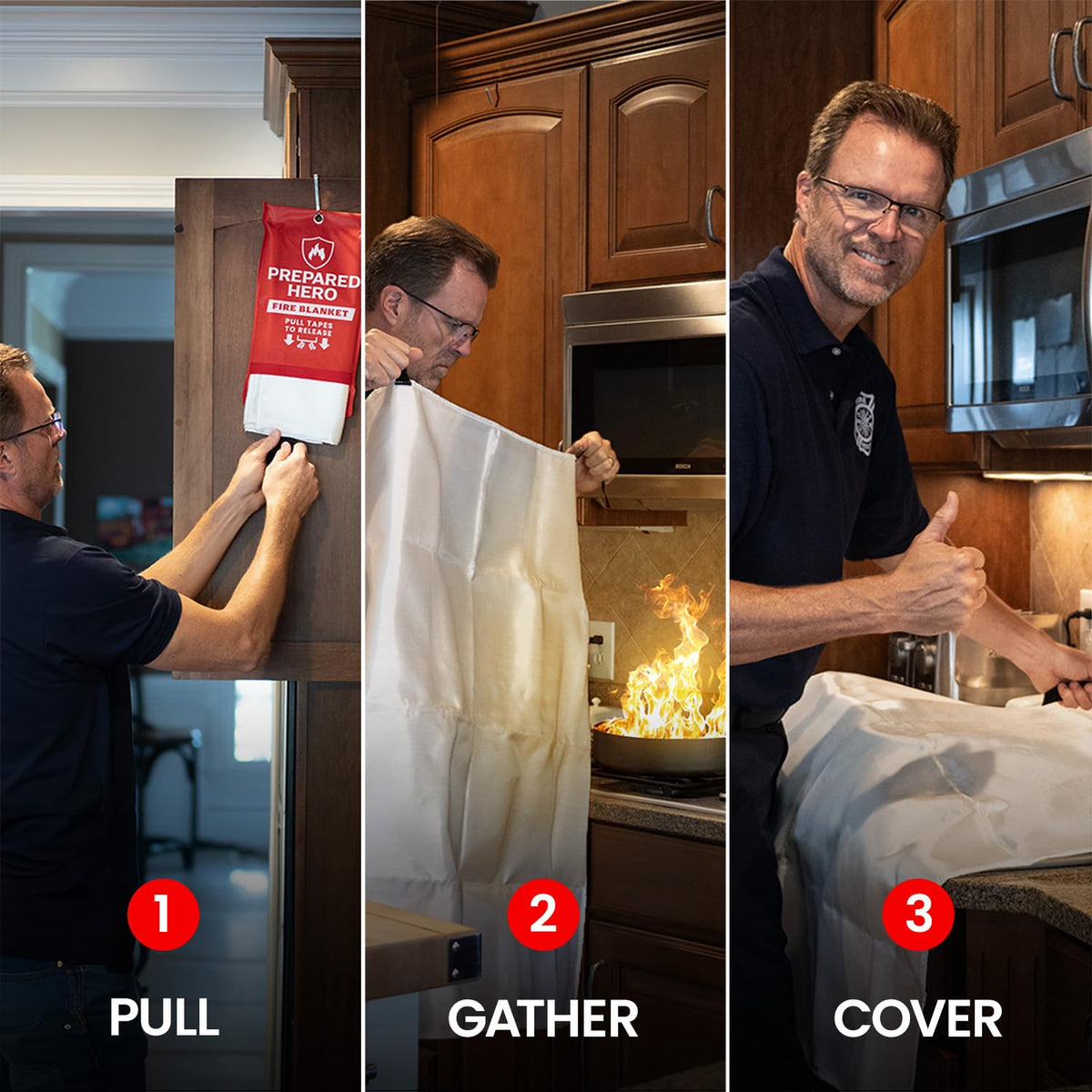 Prepared Hero Emergency Fire Blanket - 12 Pack - Fire Suppression for Kitchen, 39” x 39” Fiberglass Fire Blanket for Home