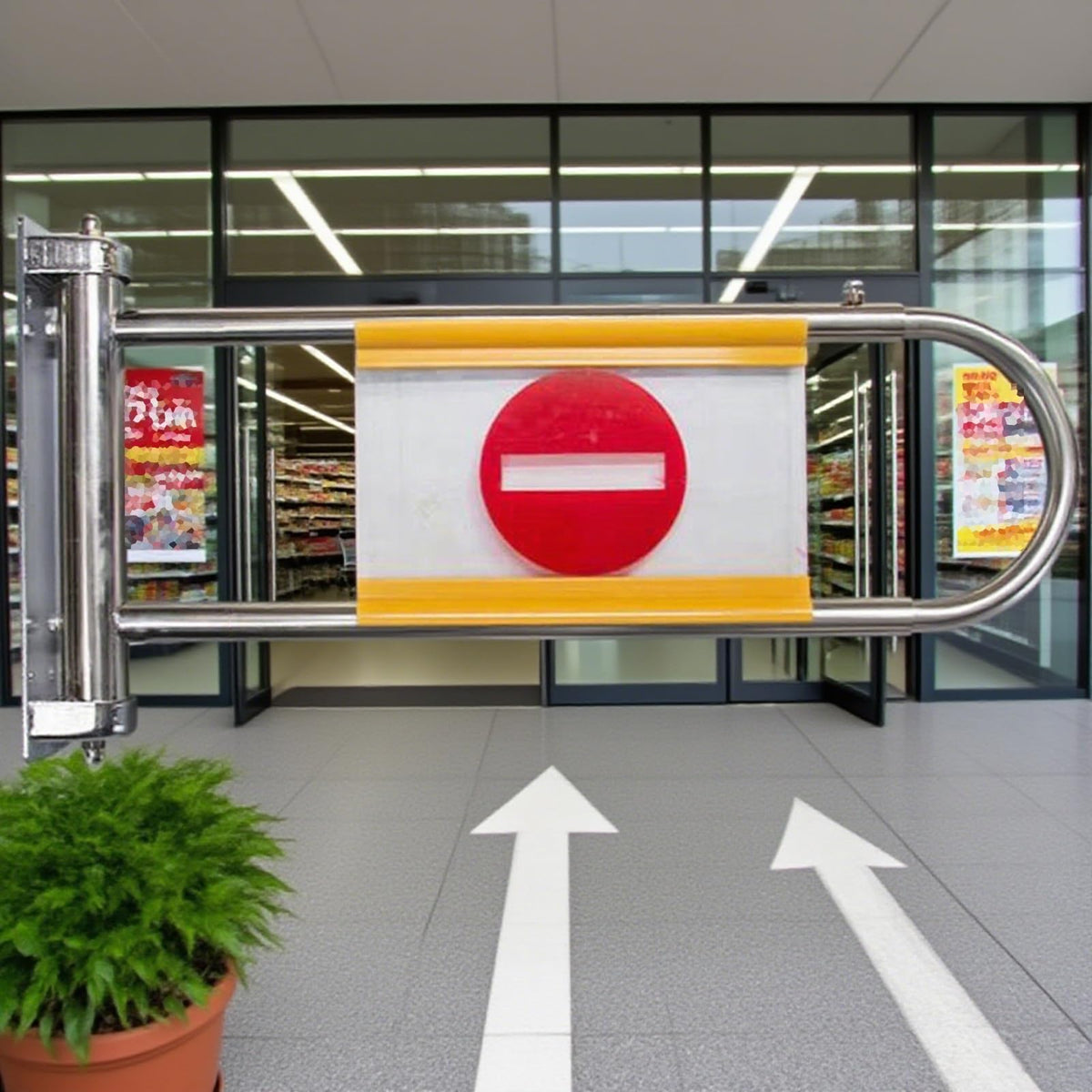 JIIPOREGJ Metal Swing Safety Gate for Supermarketsspring-Loaded One-Way Entrance Door Cashier Counter Access Automatic Closing Pedestrian Gate.Black-300X100Cmx6.3Cm