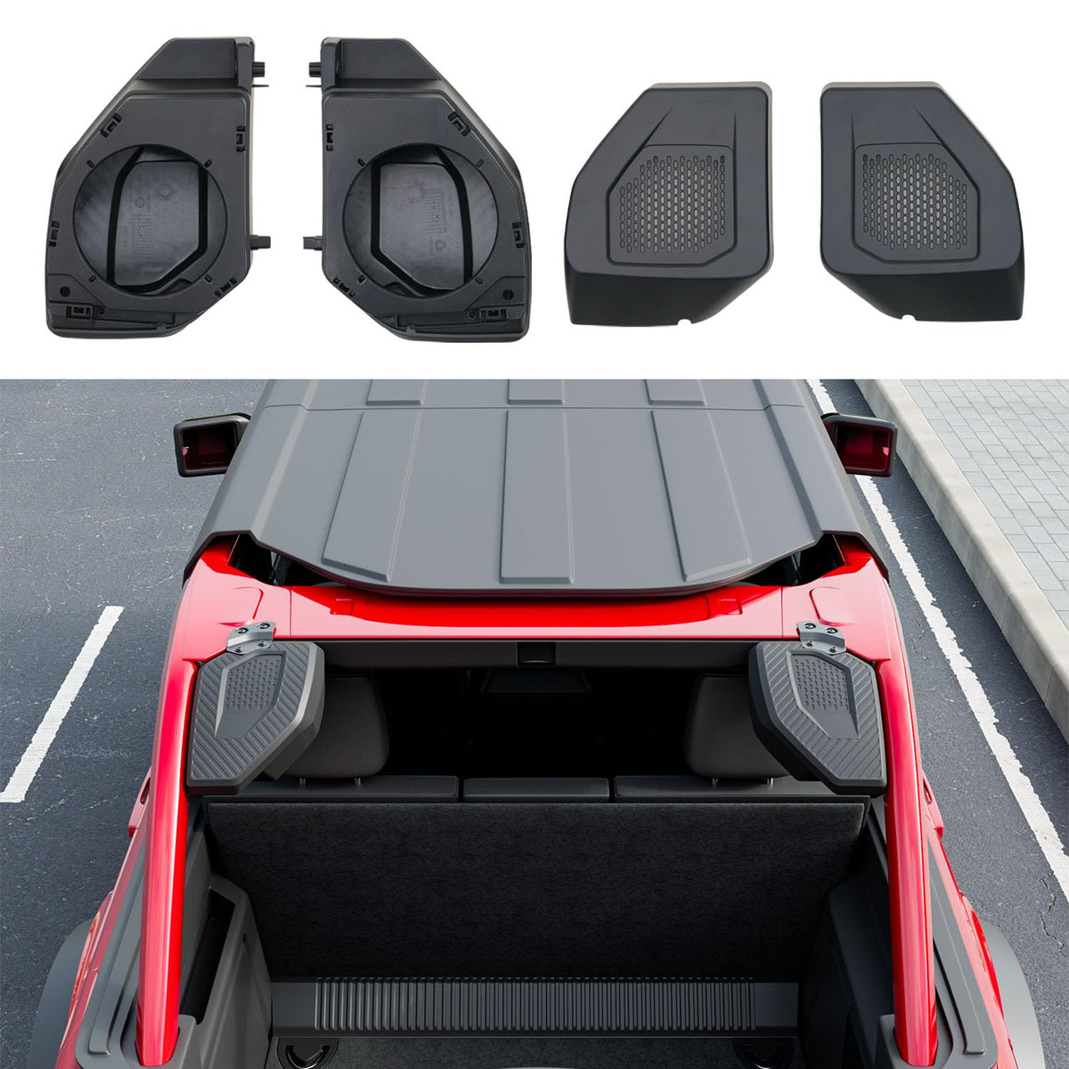 PTYYDS 6.5-Inch Rear Speaker Pods Compatible with 2021-2025 Ford Bronco 4 Door Pod Speaker Enclosure Replacement for 2021-2025 Ford Bronco Accessories
