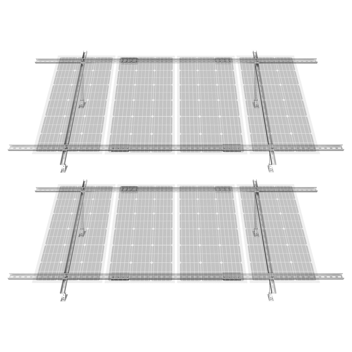 VEVOR 2-Set Solar Panel Mounting Brackets, 30°-60° Adjustable Multi-Piece Brackets for 4-8pcs Panels, Carbon Steel Ground Mount Stand for Farms, RVs, Boats, Off-Grid
