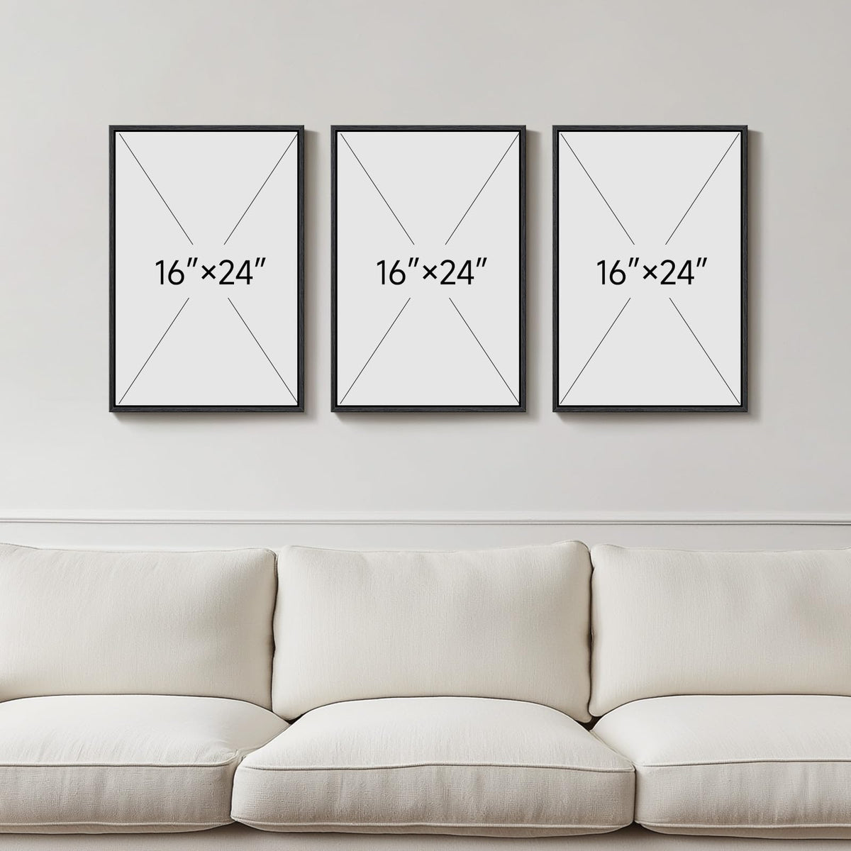Framed Green Abstract Wall Art Bedroom, 3 Piece Botanical Modern Minimalist Canvas Print Artwork for Walls, Leaf Paintings Pictures for Small Living Room Dining Room Office Wall Art Decor, 16x24 Inch