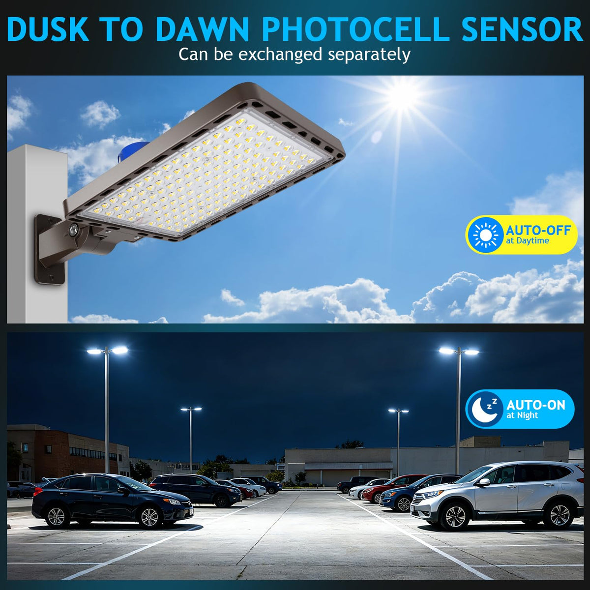 Dream Eeve 350W LED Parking Lot Light Dusk to Dawn Photocell 5000K Commercial Outdoor Area Light IP65 Waterproof 100-277V 52500LM Wall Mount