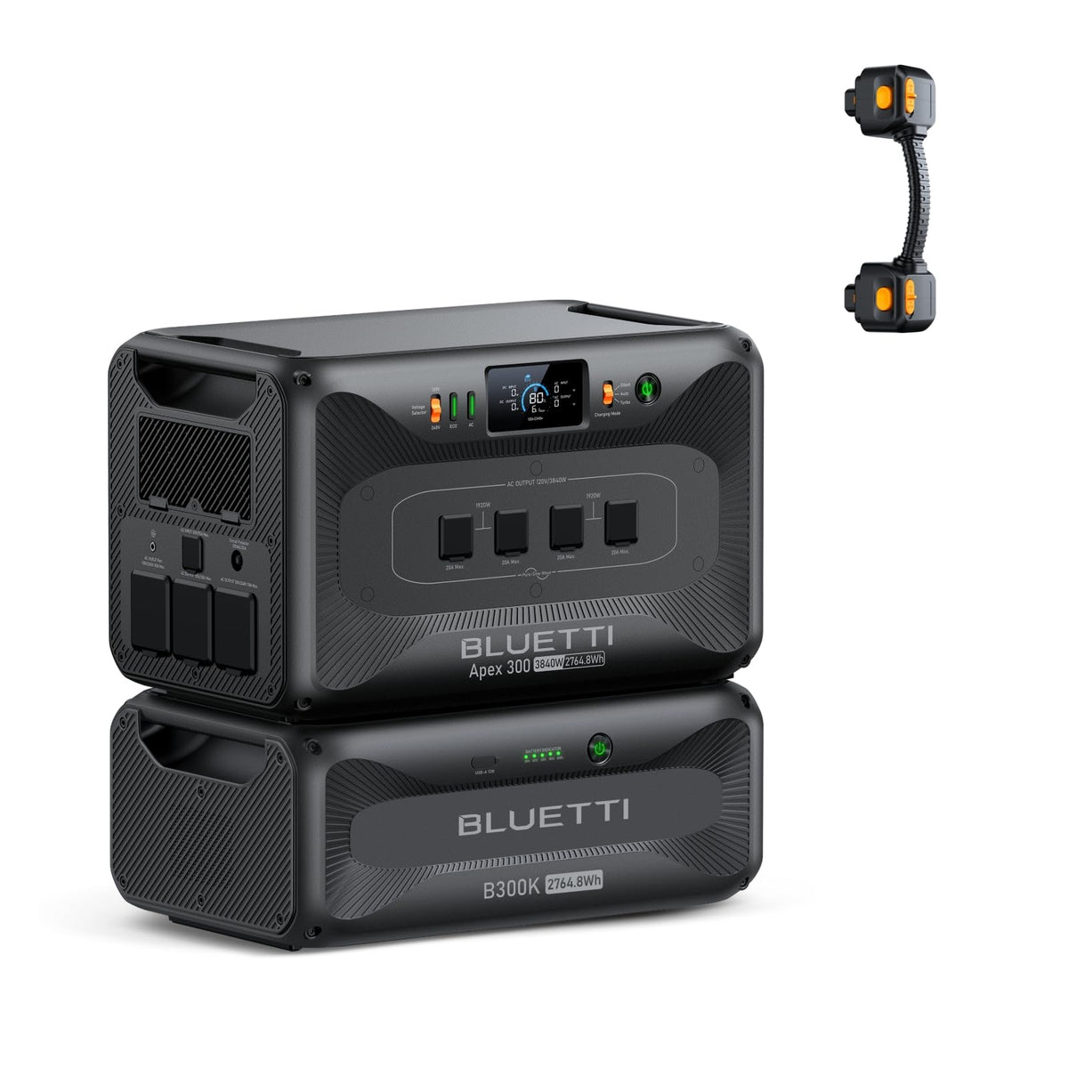 BLUETTI Apex 300 Portable Power Station & B300K Expansion Battery, 5529.6Wh LFP Battery Backup with 6 3840W AC Outlets (7680W Surge), 120V/240V Dual Voltage Output, for Home, RV and Emergencies