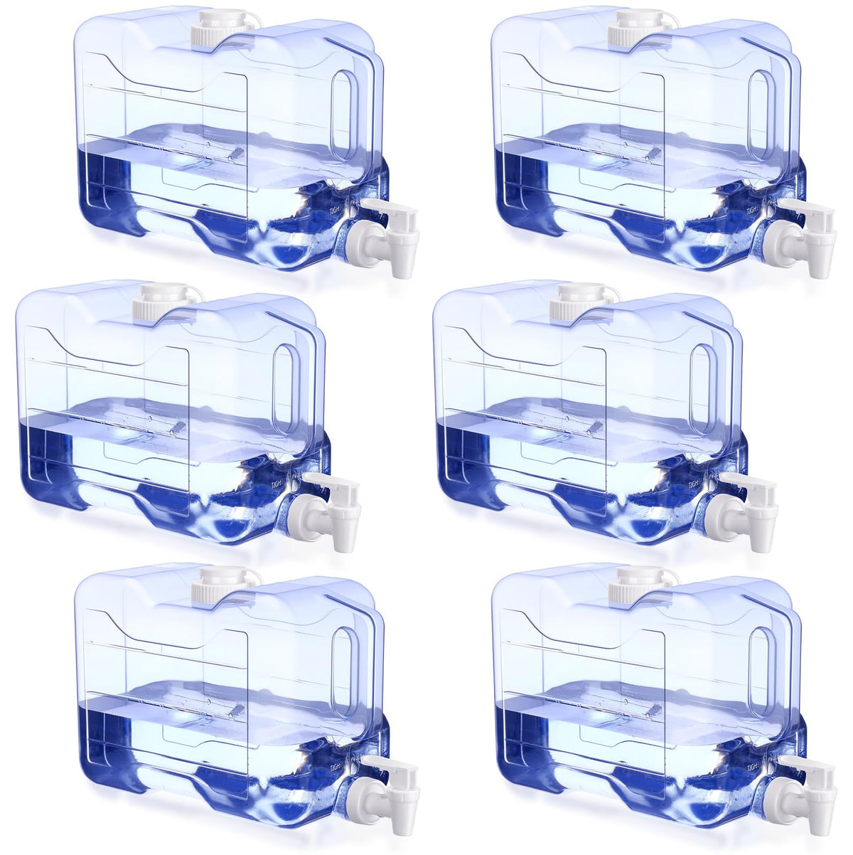 Funnymoom 6 Pcs Drink Dispenser for Fridge Refrigerator Plastic Reusable Water Dispensers Bottle with Spigot for Party Outdoors Home Office Activities(blue, 2 Gallon)