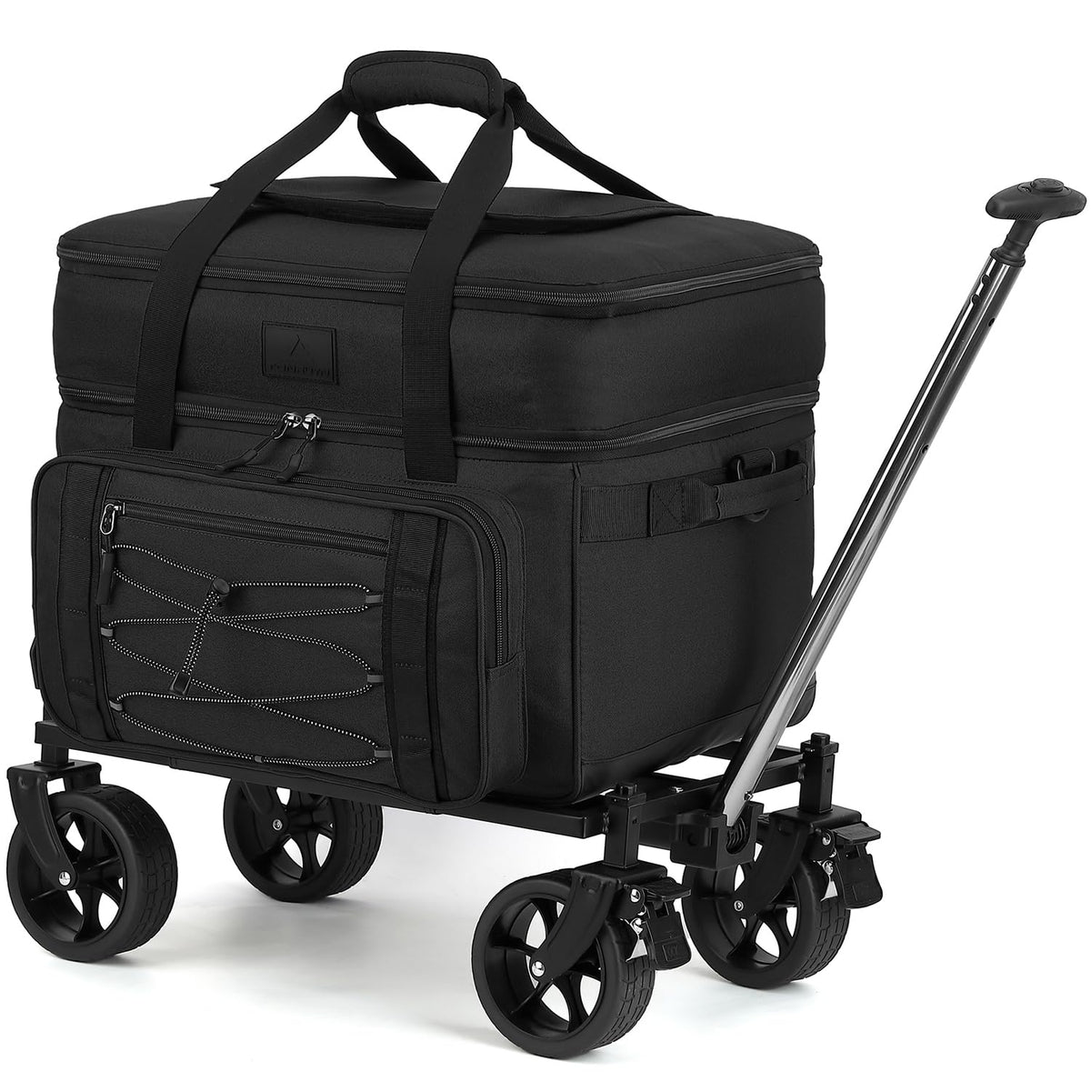 Extra Large Wheeled Portable Cooler Bag 85 Cans Double Deck Heavy Duty Rolling Insulated Cooler with All-Terrain Wheels Leakproof Tactical Soft Sided Cooler for Beach Camping Picnic Travel, Black