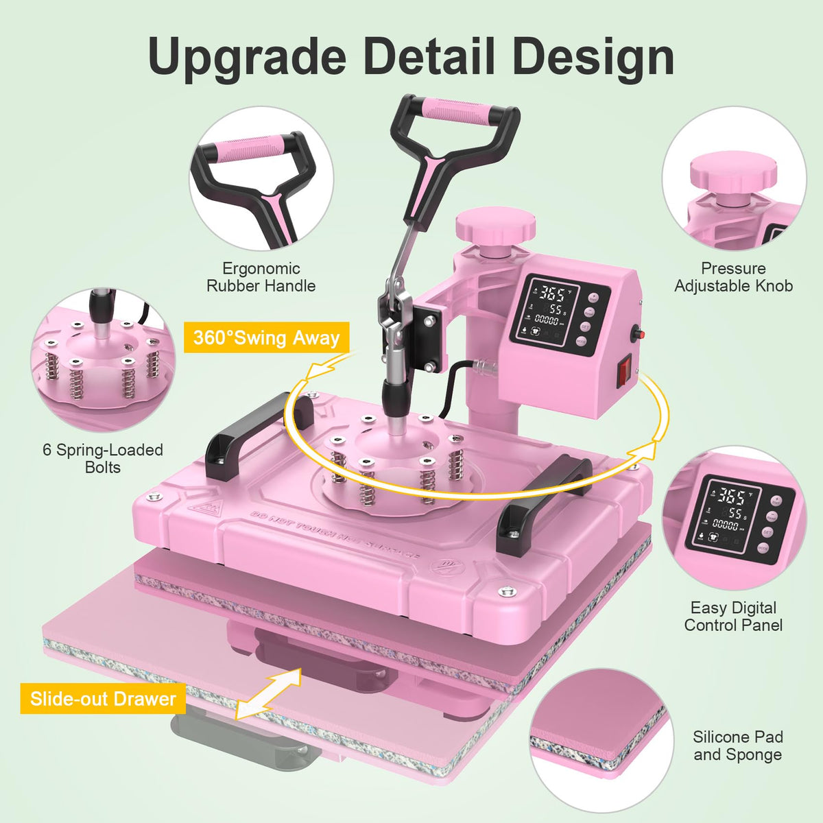 Seeutek Heat Press 5in 1 Heat Press Machine 12x15 Inch Sublimation T Shirt Pressing with 30OZ 20OZ Tumbler Heat Press 360° Swing Away Multifunction Heat Transfer Combo for T-Shirts, Hats, Mugs, Plates