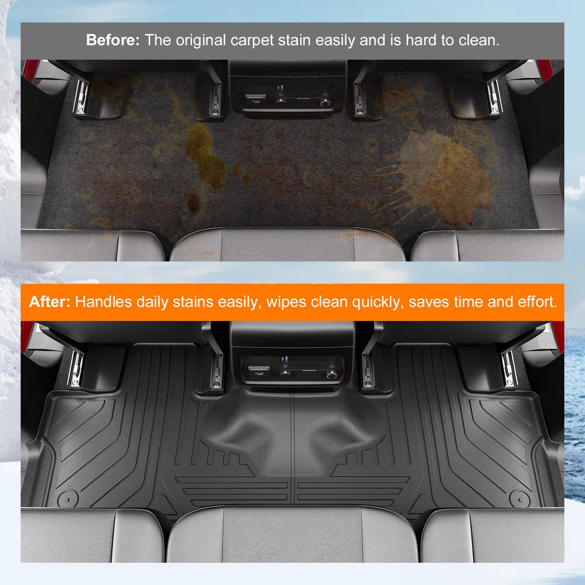 powoq 7 Seats Floor Mat Compatible with 2003-2017 Ford Expedition Cargo Mat Lincoln Navigator Floor Liner Electric 3rd Backrest Liner Replacement for 2003-2017 Ford Expedition Accessories